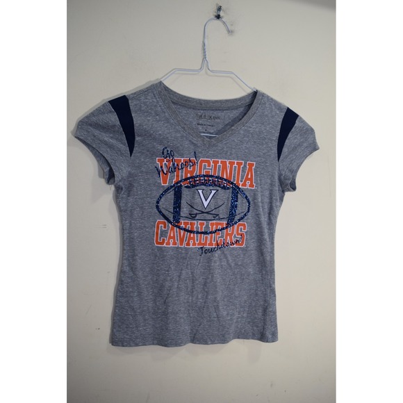 University of Virginia Wahoos UVA Football Front Graphic T Shirt GIRLS 8 Gray - Picture 1 of 14